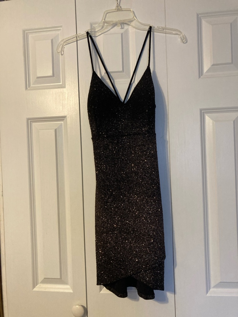 Windsor Black Glitter V-Neck Mini Dress